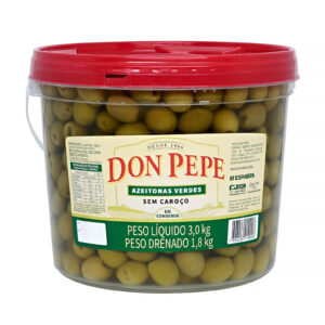 Balde de Azeitona Verde Sem Caroço Don Pepe 3Kg